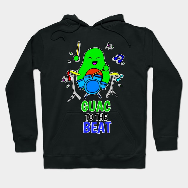 Guac To The Beat - Funny Avocado Cute Clipart Veggies - Musical Beats Drummer Hoodie by MaystarUniverse